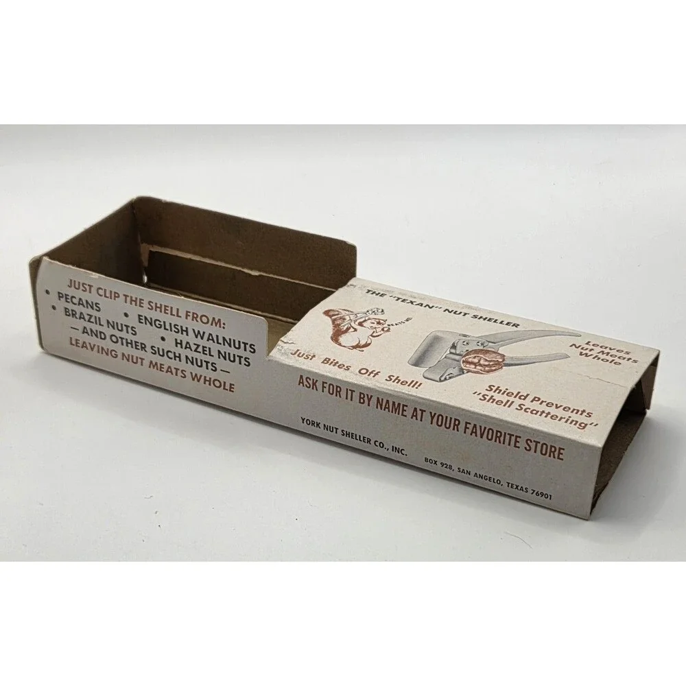 VTG 1950s Texan York Nut Sheller Cracker in Original Box w/ Cardboard Insert
